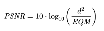 Formule PSNR (avec d = 255 et EQM = MSE)
